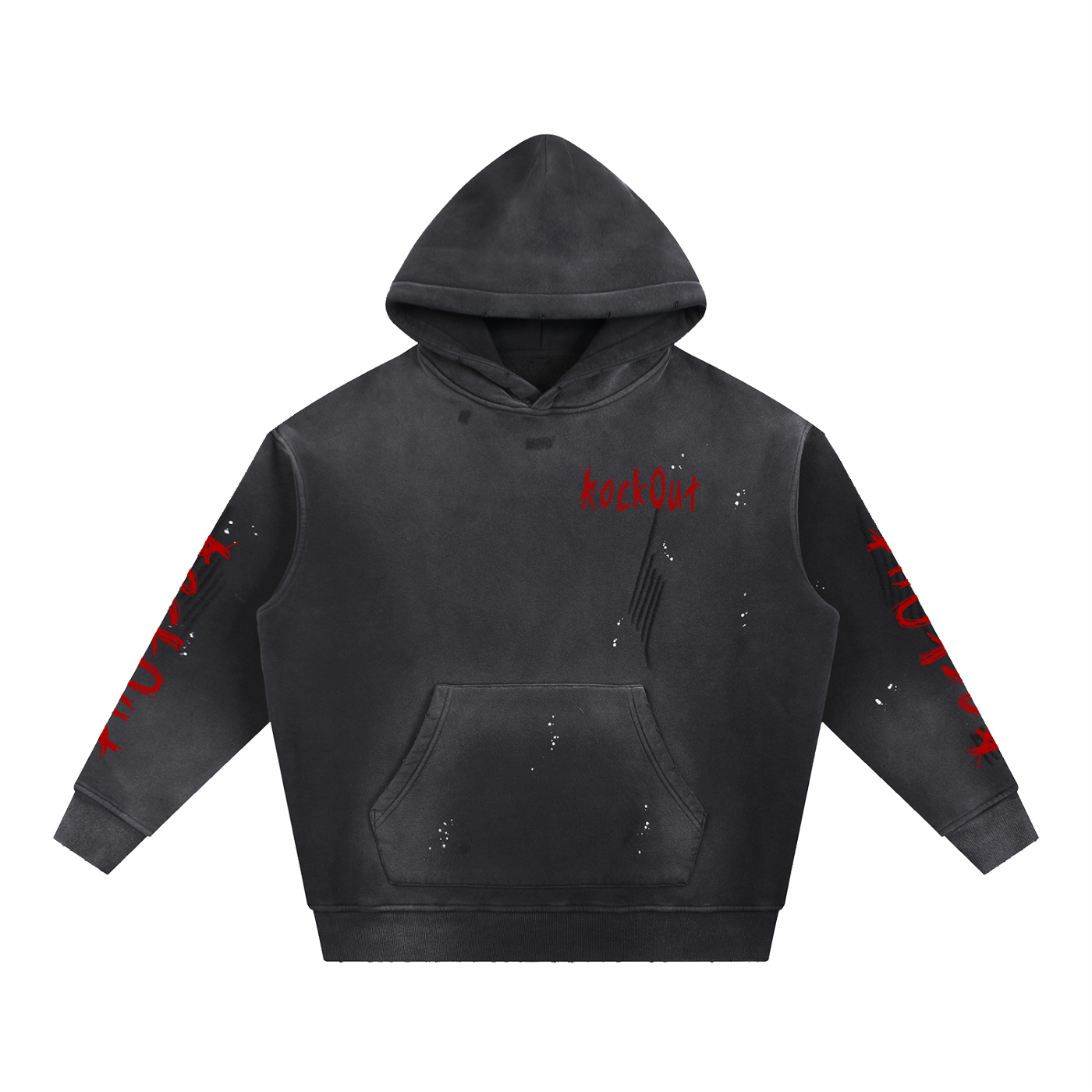 Vintage Washed Frayed Fleece Hoodie